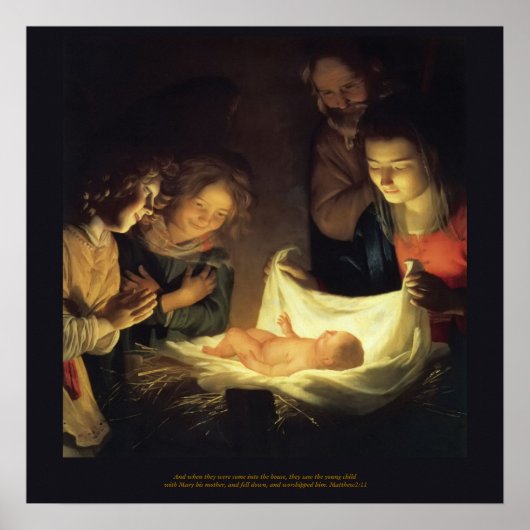 Adoration des Kindes - Honthorst c1622 Poster (Vorne)