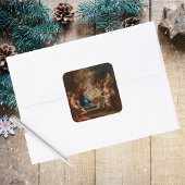 Adoration Shepherds Vintage Weihnachtskrippe Quadratischer Aufkleber