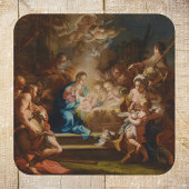 Adoration Shepherds Vintage Weihnachtskrippe Quadratischer Aufkleber