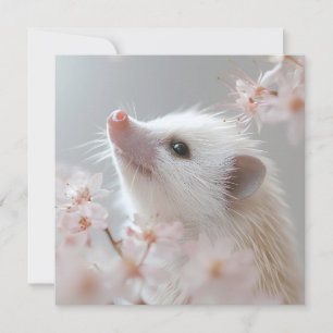 Adorativer Igel unter Frühlingsblüten Feiertagskarte