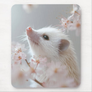 Adorativer Igel unter Frühlingsblüten Mousepad