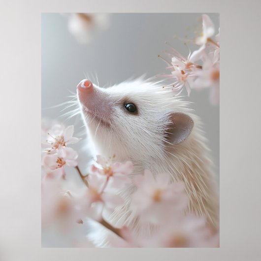 Adorativer Igel unter Frühlingsblüten Poster (Vorne)
