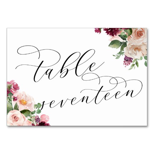 Adore Extravagant Calligraphy Wedding Reception 17 Tischnummer (Rückseite)