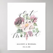 Adore Floral Eat Drink & be Verheirateter Empfang Poster (Vorne)