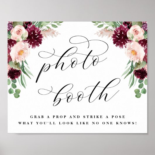 Adore Floral Foto Booth Wedding Reception Sign Poster (Vorne)
