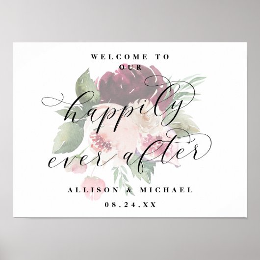 Adore Floral glücklich je nach Hochzeit unterzeich Poster (Vorne)
