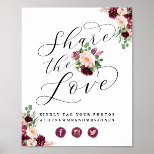 Adore Floral Share the Love Foto Hashtag Schild