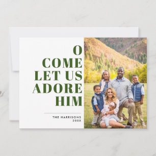 Adore Him Green und White Modern Religious Foto Feiertagskarte