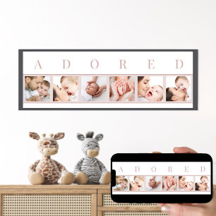 ADORED 6 Foto Collage Pink und White Baby Picture Poster