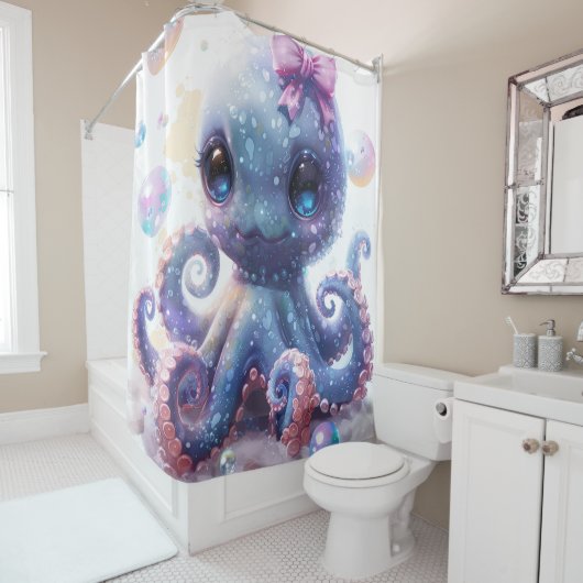 Adorful Colorful Baby Girl Octopus Duschvorhang (Beispiel)