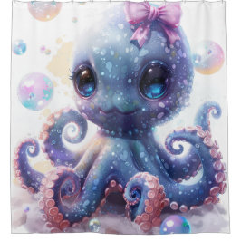 Adorful Colorful Baby Girl Octopus Duschvorhang