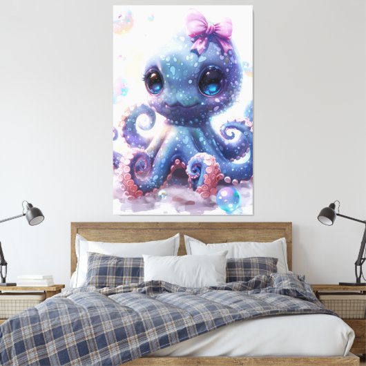 Adorful Colorful Baby Girl Octopus Leinwanddruck (Insitu (Schlafzimmer))