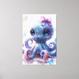 Adorful Colorful Baby Girl Octopus Leinwanddruck