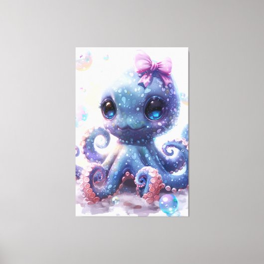 Adorful Colorful Baby Girl Octopus Leinwanddruck (Vorderseite)