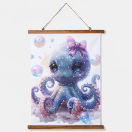 Adorful Colorful Baby Girl Octopus Wandteppich Mit Holzrahmen