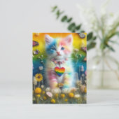 Adorful Colorful Kitten Postkarte (Stehend Vorderseite)