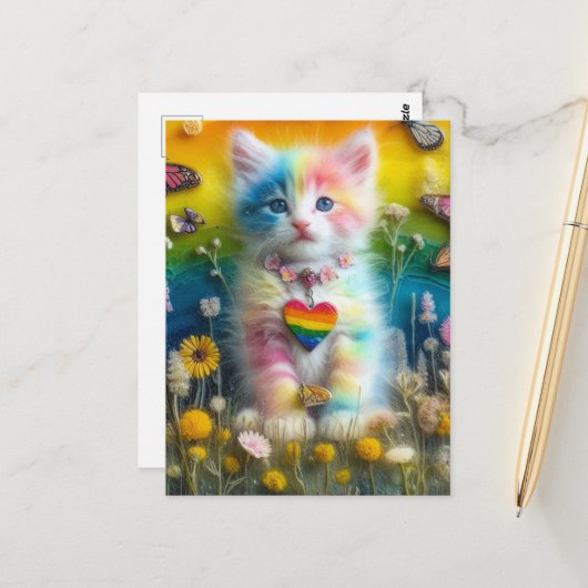 Adorful Colorful Kitten Postkarte (Vorderseite/Rückseite Beispiel)