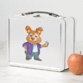 Adorful spielerischer Cartoon Hundestudent in eine Metall Brotdose (Beispiel)