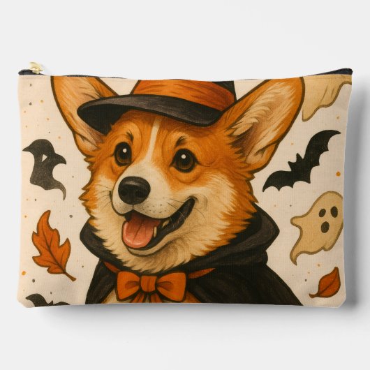 Adorful spielerischer Herbst Corgi Fun Halloween Zubehörtasche (Vorderseite)