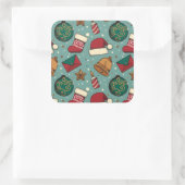 Adorieren Weihnachts-Strumpf und Weihnachtsmannmüt Quadratischer Aufkleber (Tasche)