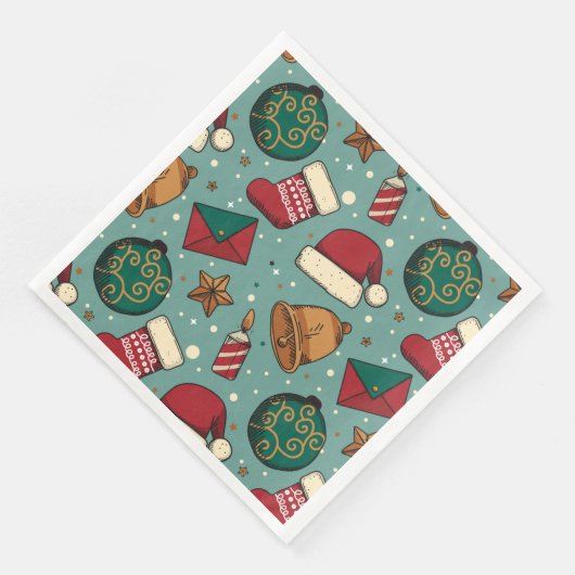 Adorieren Weihnachts-Strumpf und Weihnachtsmannmüt Serviette (Ecke)