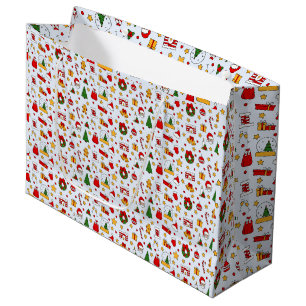 Adorieren Weihnachtssantas und andere Elemente  Große Geschenktüte