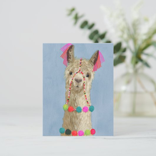 Adorned Llama - Beige Postkarte (Stehend Vorderseite)