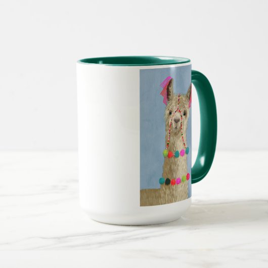 Adorned Llama - Beige Tasse (VorderseiteRechts)