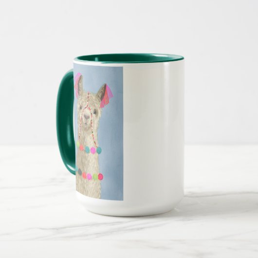 Adorned Llama - Beige Tasse (Vorderseite Links)