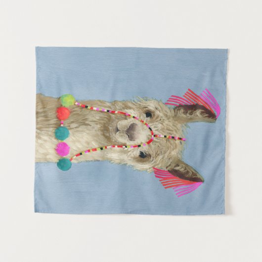 Adorned Llama - Beige Wandteppich (Vorderseite (Horizontal))