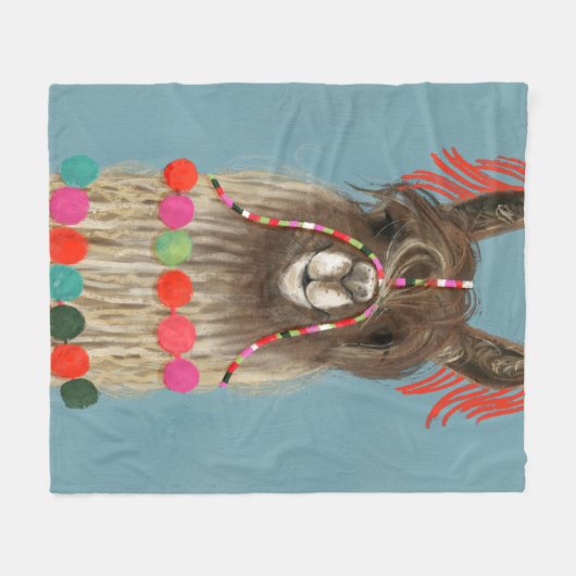 Adorned Llama - Brown Fleecedecke (Vorderseite (Horizontal))