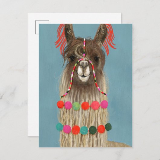 Adorned Llama - Brown Postkarte (Vorne/Hinten)