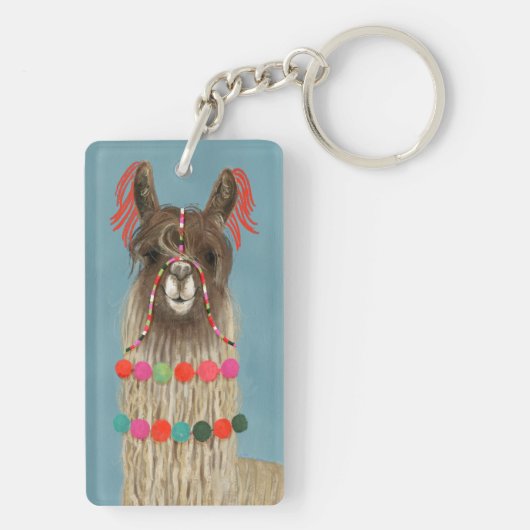 Adorned Llama - Brown Schlüsselanhänger (Rückseite)
