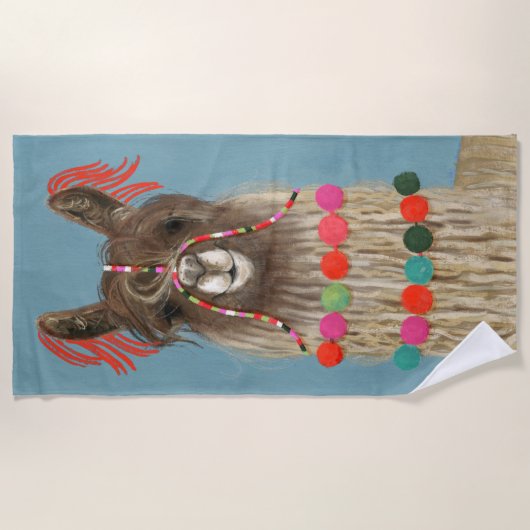 Adorned Llama - Brown Strandtuch (Vorderseite)