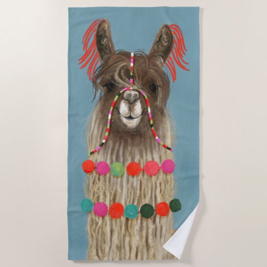 Adorned Llama - Brown Strandtuch (Vorderseite)