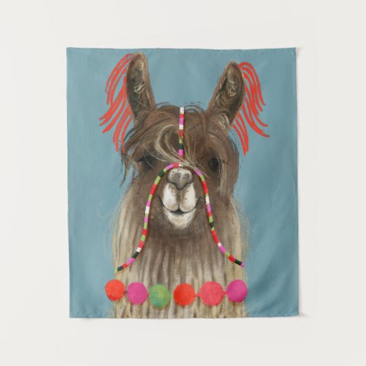 Adorned Llama - Brown Wandteppich (Vorderseite)