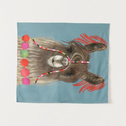 Adorned Llama - Brown Wandteppich (Vorderseite (Horizontal))