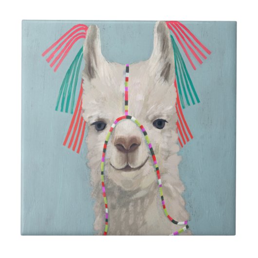 Adorned Llama - White Fliese (Vorderseite)