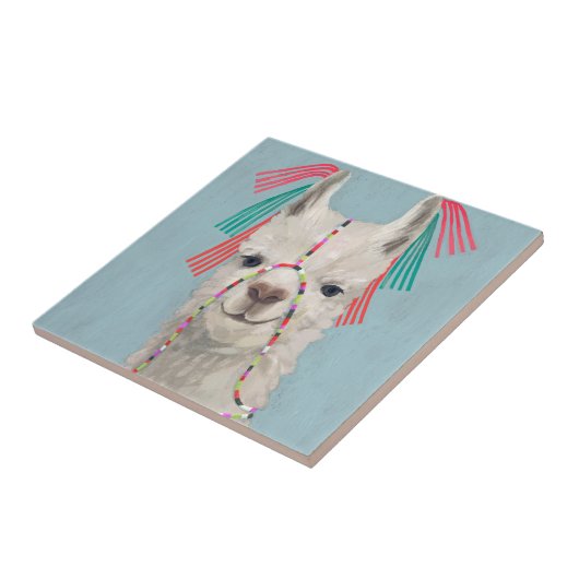 Adorned Llama - White Fliese (Seite)