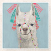 Adorned Llama - White Glasuntersetzer (Vorderseite)