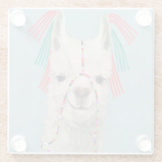 Adorned Llama - White Glasuntersetzer (Rückseite)