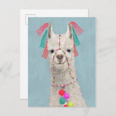 Adorned Llama - White Postkarte (Vorne/Hinten)