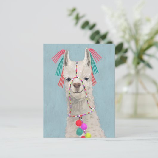 Adorned Llama - White Postkarte (Stehend Vorderseite)