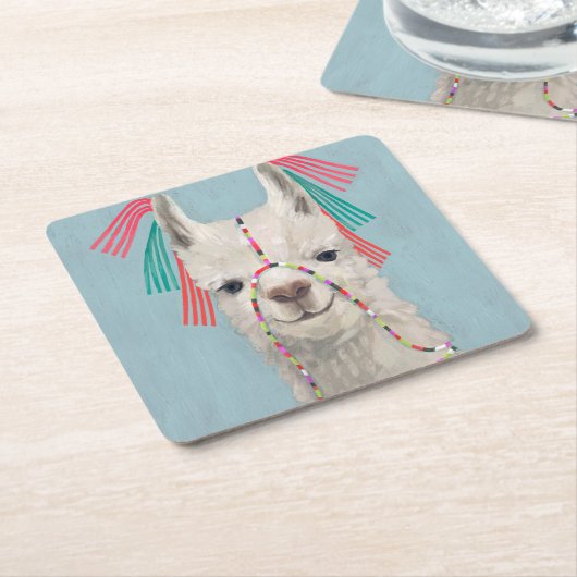 Adorned Llama - White Rechteckiger Pappuntersetzer (angewinkelt)