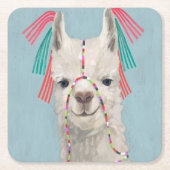 Adorned Llama - White Rechteckiger Pappuntersetzer (Vorderseite)
