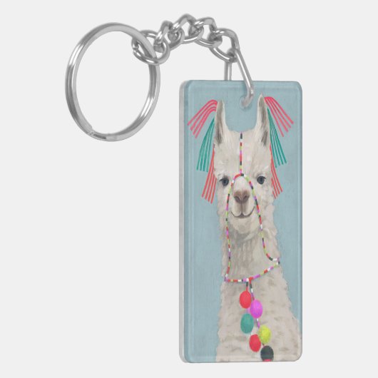 Adorned Llama - White Schlüsselanhänger (Vorderseite links)