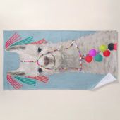 Adorned Llama - White Strandtuch (Vorderseite)