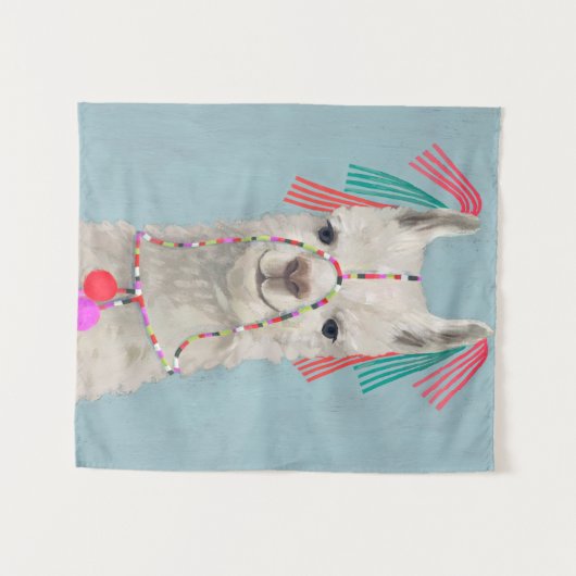 Adorned Llama - White Wandteppich (Vorderseite (Horizontal))