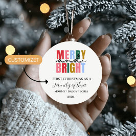 Adorno navideño de familia de tres keramik ornament