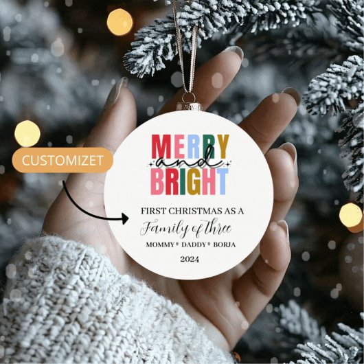 Adorno navideño de familia de tres keramik ornament